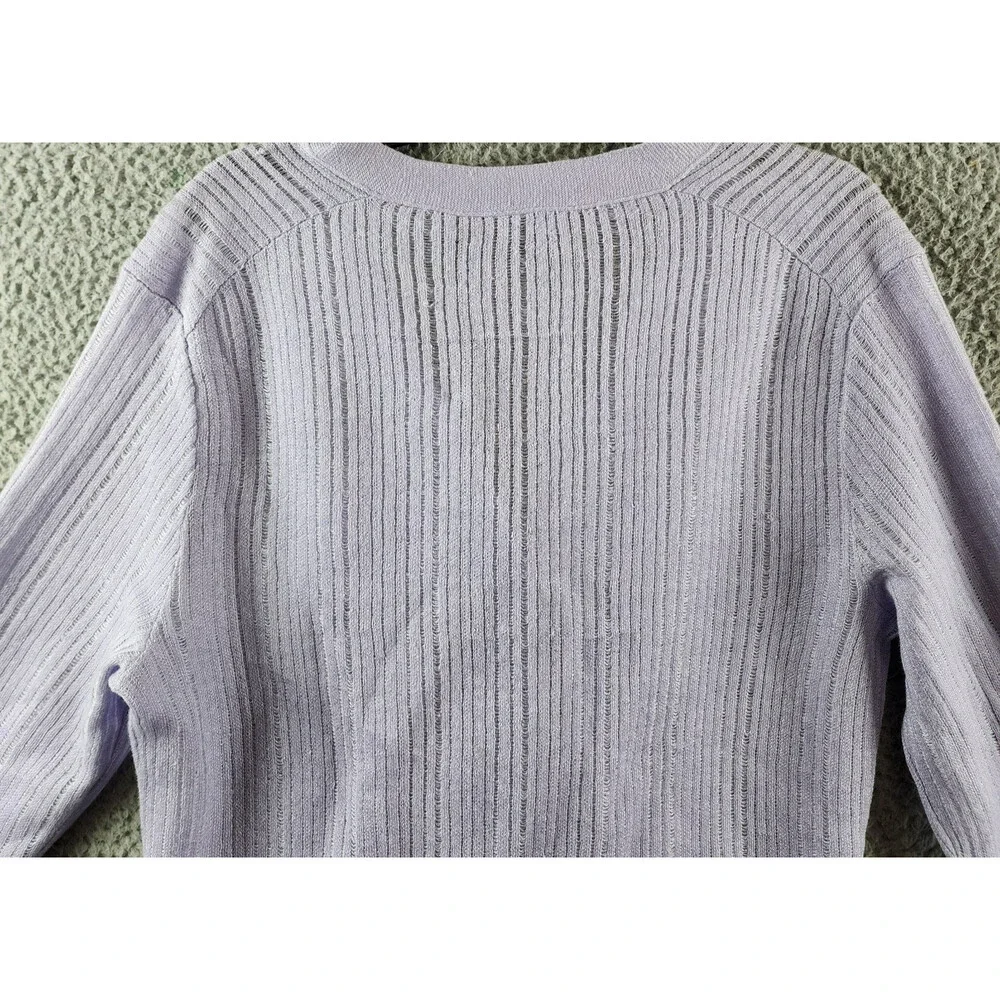 Theory Cropped Cardigan Women's S Soft Iris V-Neck Linen Blend Button Front L/S - Picture 14 of 14